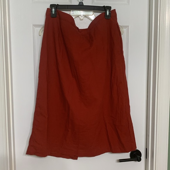 Burnt Orange Linen Pencil Skirt - Picture 4 of 4